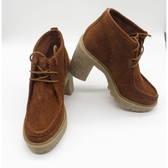 Lucky Brand Women's 5.5 Brown Leather Lace-Up Heeled Ankle Boots NEW - Picture 5 of 8